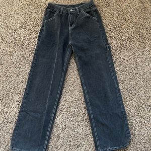 Casual Black High Waist Boyfriend Jeans -L
